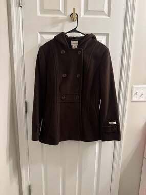 St. John's Bay Women's Brown Cashmere Blend peacoat